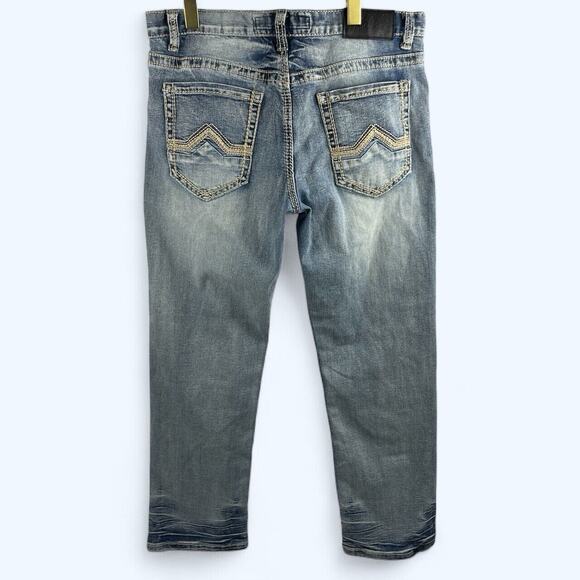 True Luck Mens Classic Straight Jeans 34x30 Light Wash - Picture 1 of 8